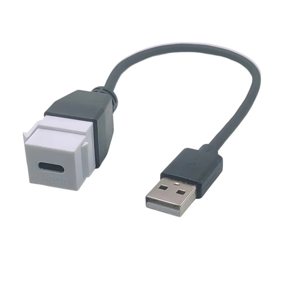 20CM USB 3.1 Type C Keystone Female to USB 2.0 Male Coupler Inserts Socket Cable Port Extension Connector for Wall Plate Outlet