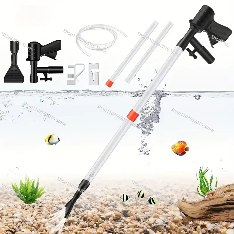 Manual Aquarium Siphon Water Changer, Adjustable Fish Tank Vacuum Gravel Cleaner & Filter Pump