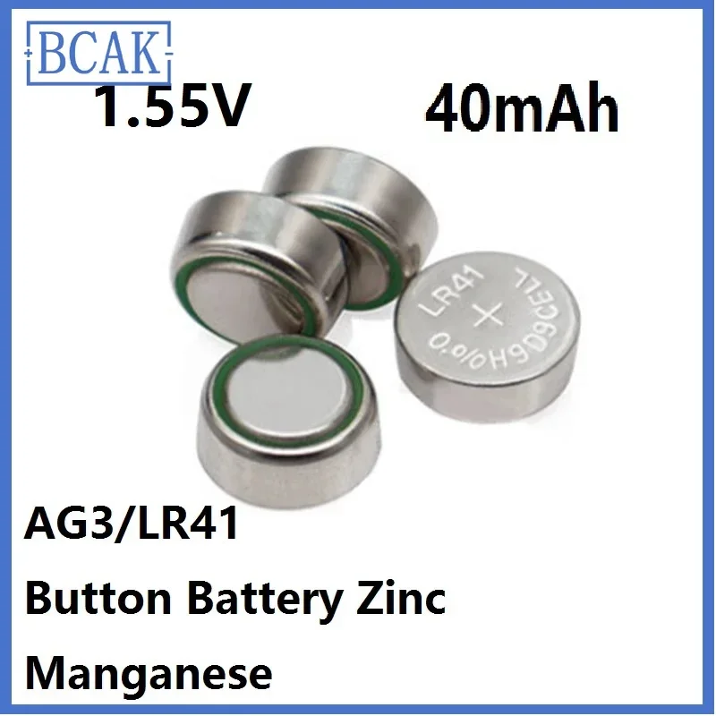 AG3 1-30 Uds BCAK batería de botón LR41 Zinc manganeso 1,55 V 40mAh célula de batería para reloj llave de coche calculadora remota juguete eléctrico