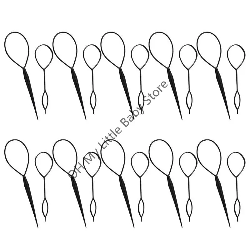 

M76C Инструмент для волос Topsy Tail, 10 комплектов инструментов для хвоста с 2-мя размерами, французская коса-петля, аксессуары