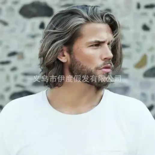 

Wig Short Hair Korean Style Popular Fluffy Wig Silver Men's Wig Headgear