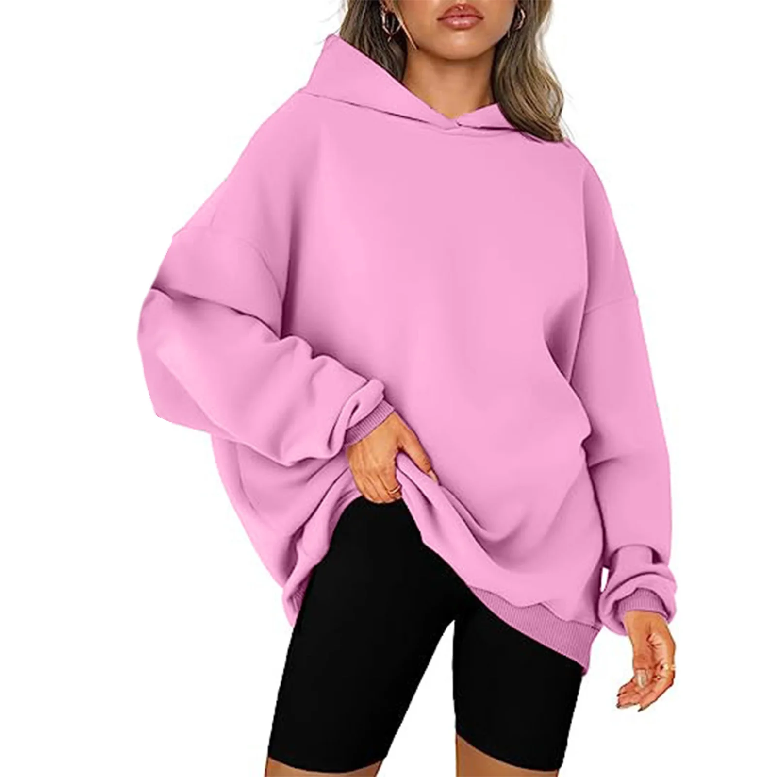 Women Loose Fitting Hoodie Fashion Long Sleeve Loose Lightweight Hooded for Girls Students School Casual Wear