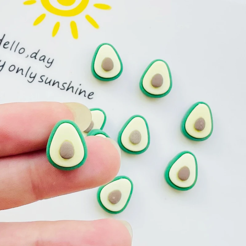 30 Pcs 14*11mm Cute Mini Fruit Cartoon Avocado Resin Scrapbook Diy Jewelry Wedding Hairpin Decorate Accessories