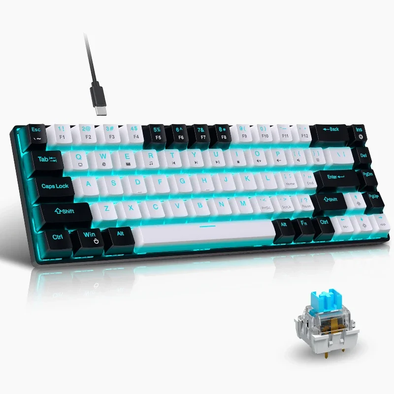 

Mechanical keyboard gamer 60% mini keyboards gaming 68 keys backlit wired Portable USB key board pc teclado white black claviers