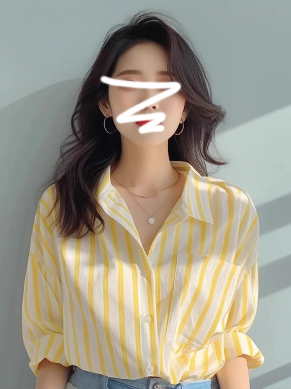 

Summer 2025 Women's Striped irt Faionable Sli Beautiful Small irt Trendy Top Long Sve Loose Fit Button Closure