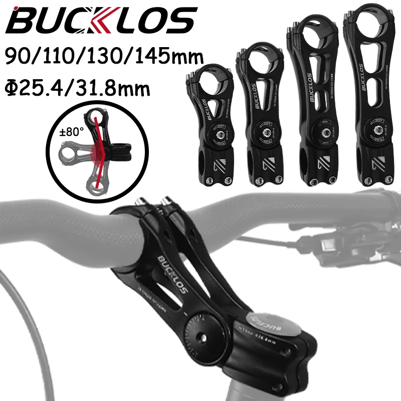 

BUCKLOS MTB вынос питания из алюминиевого сплава с ЧПУ, регулируемый вынос руля для велосипеда, 80-градусный сверхлегкий вынос руля для велосипеда, 90-145 мм
