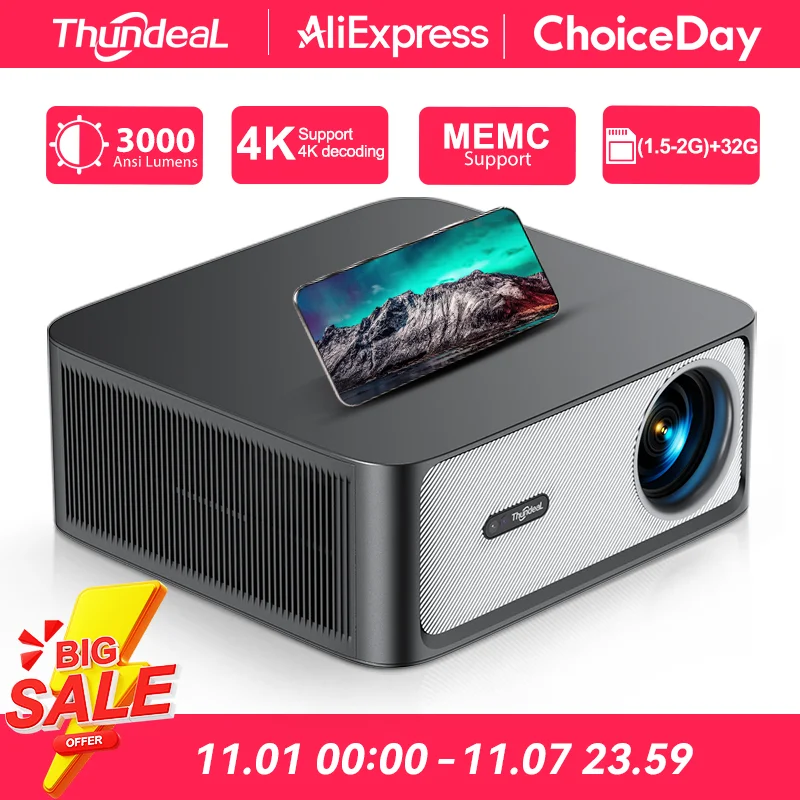 

ThundeaL TD98Pro 2K 4K Full HD 1080P Portable Projector Auto Focus Android WiFi Home Cinema Outdoor Game 3D Video Beam Projector