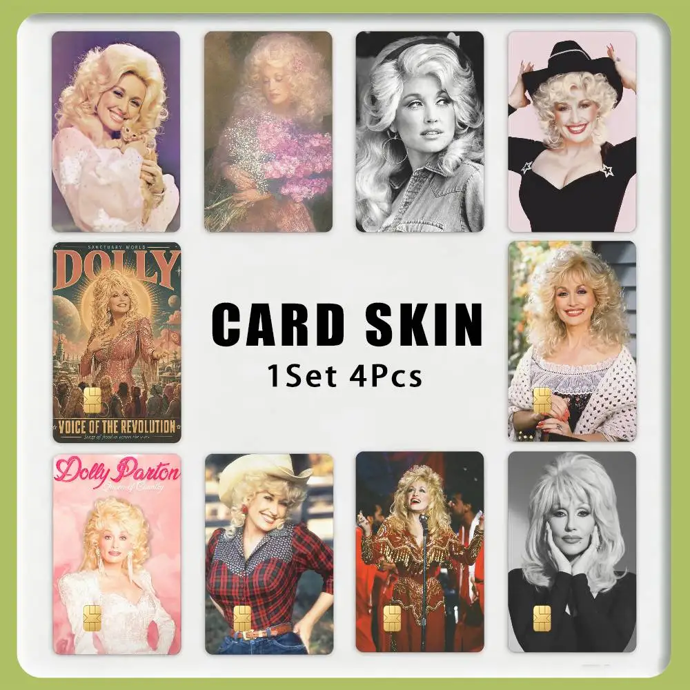 Singer D-Dolly P-Parton 1Set 4Pcs Waterproof Card Skin Stickers for Credit Bus IC Cards