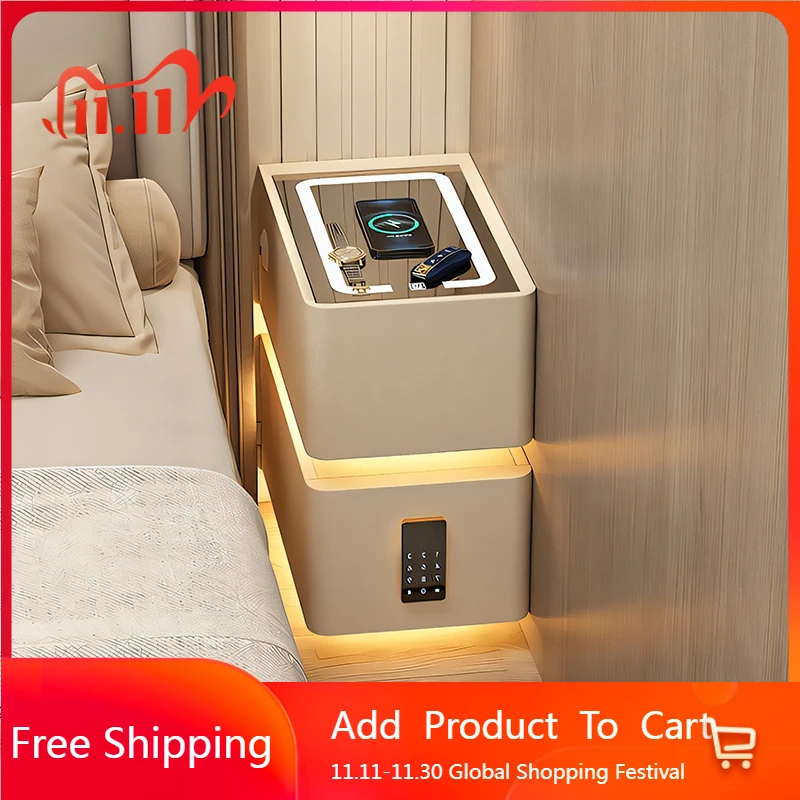 

Charging Bedroom Nightstand Mobile Cabinets Drawers Bedside Table Luxury Organizer Storage Mesitas De Noche Trendy Furniture