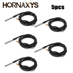 5pcs 1M 2M 3M 5M DS18B20 Temperature Sensor cable Kit Waterproof Digital Sensor Cable Stainless Steel Probe 100cm/200cm/300cm