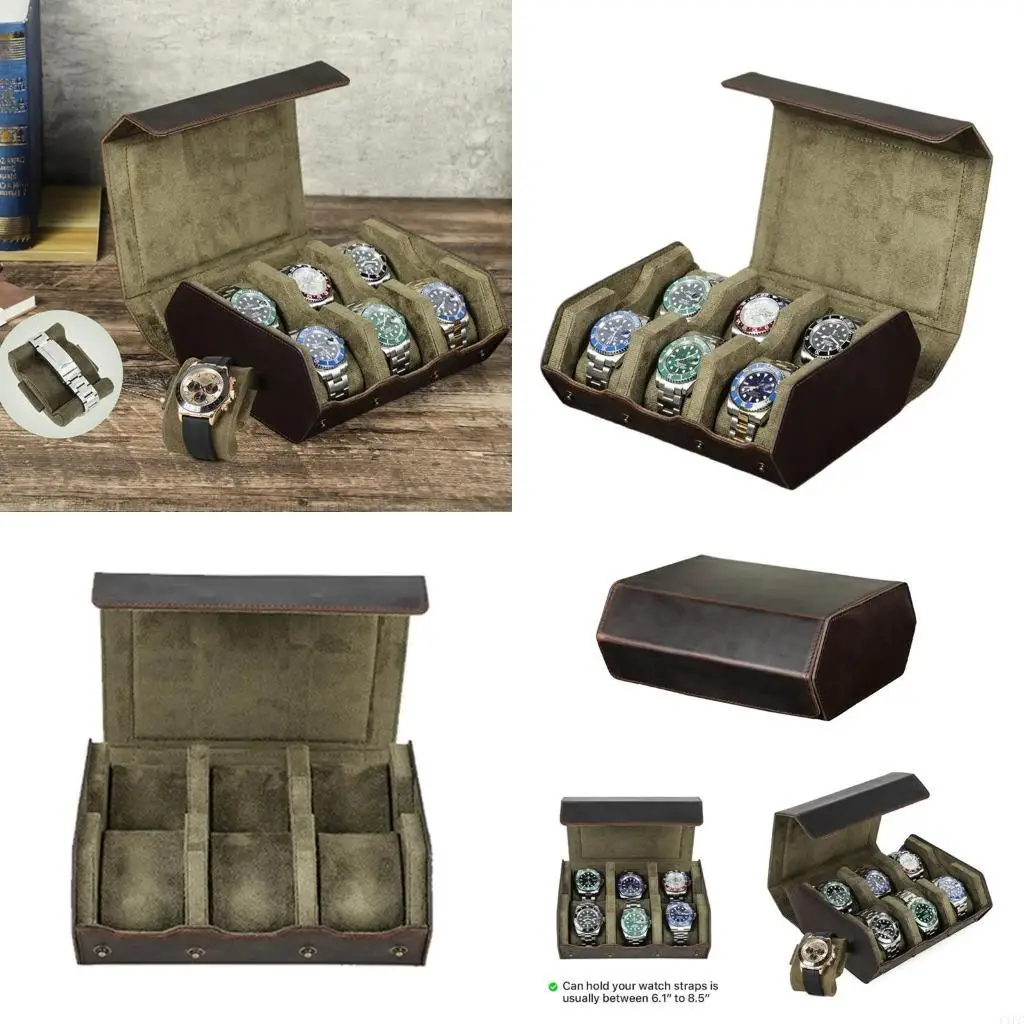 

Кожаный дорожный чехол для часов, портативный 6-слотовый ящик для хранения наручных часов, стильный подарочный контейнер для для