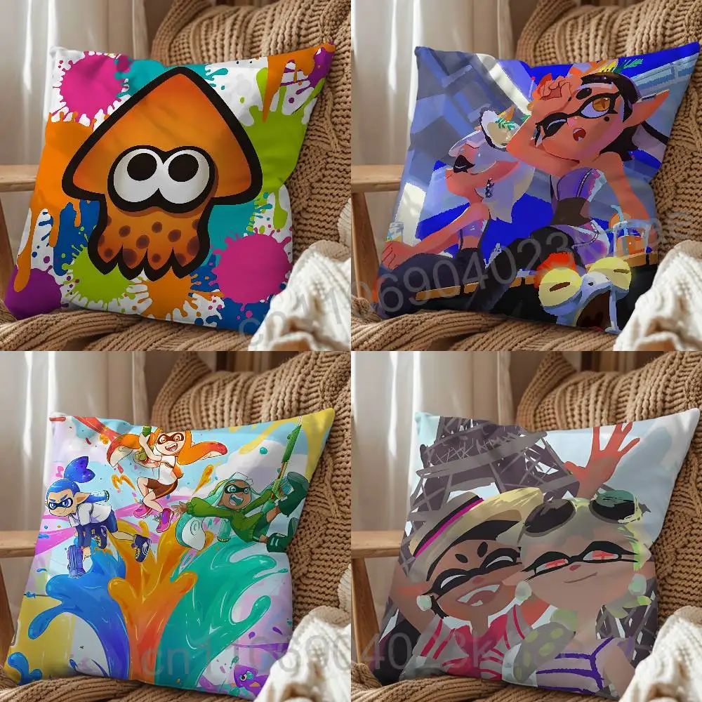 Doodle game Splatoon Raiders Print Throw Pillow Cover Square Cushion Case for Living Room Bedroom Decor
