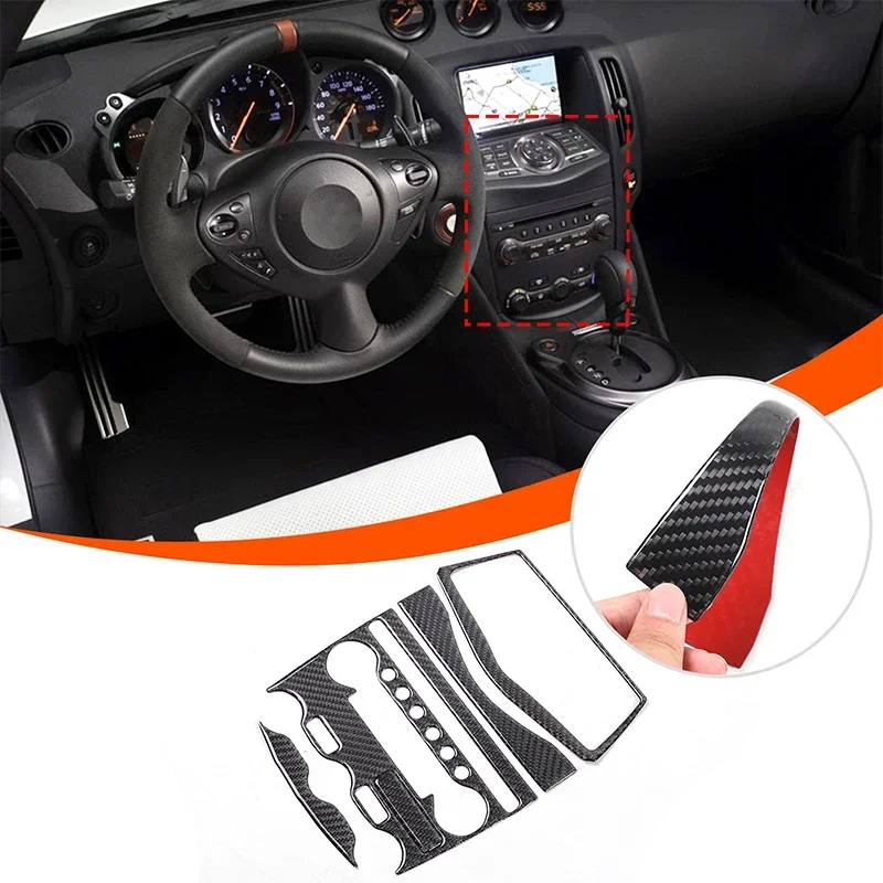 

For Nissan 370Z Z34 2009-UP Carbon Fiber Central air conditioning adjusting panel Car Interior Accessories Decorative Stickers