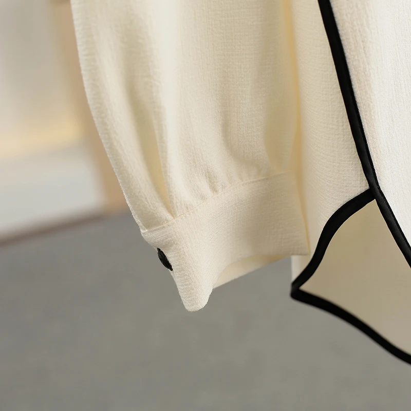 Xking Casual Colletto drappeggiato irt Jaet con fibra Stiy Autunno Nuove donne Vestibilità ampia Lunga Sve Colore puro Bottoni