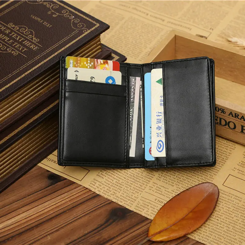

Small Real Leather Wallet Mens Credit Card Holder Versatile Small Coin Purse Flat Grain Business Card Clip