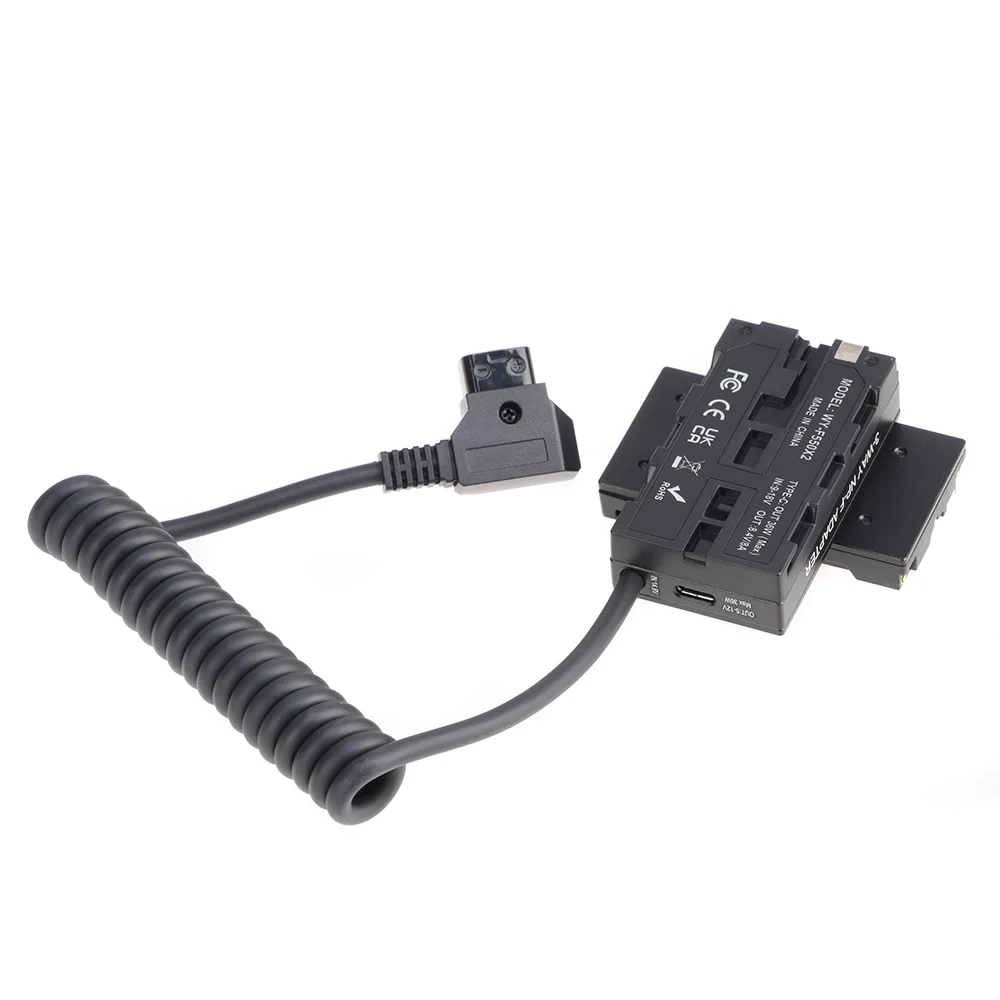 

FOTGA D-Tap to Dual-sided NP-F550 Dummy Battery Coiled Cable DC Coupler Accessory for Monitor/Light/Mic/Transmitter Receiver
