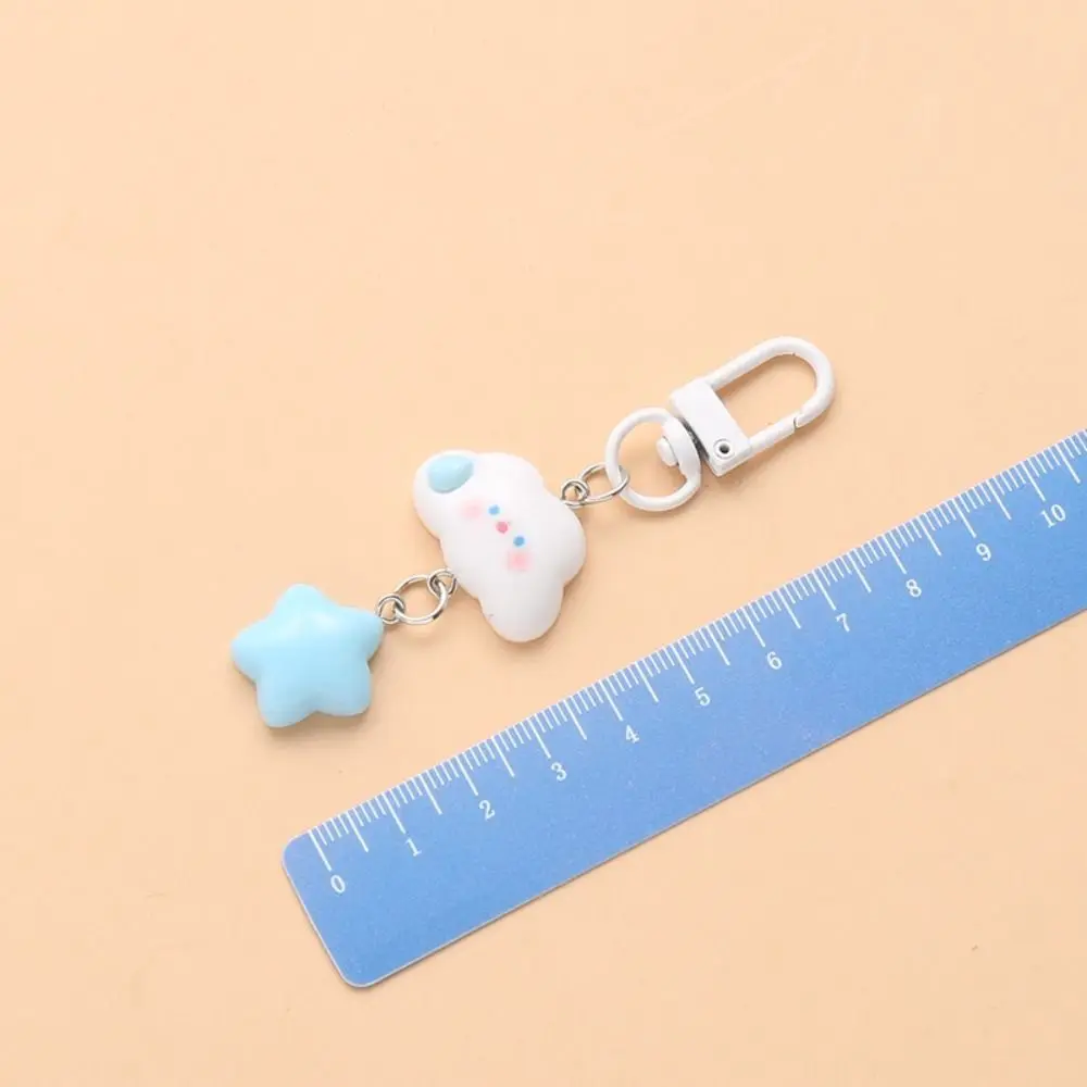 Bag Charm Cloud Cloud Blue Star Keychain Cartoon Plastic Cement Cartoon Kawaii Keyring Blue Star Cute Fun Decorative