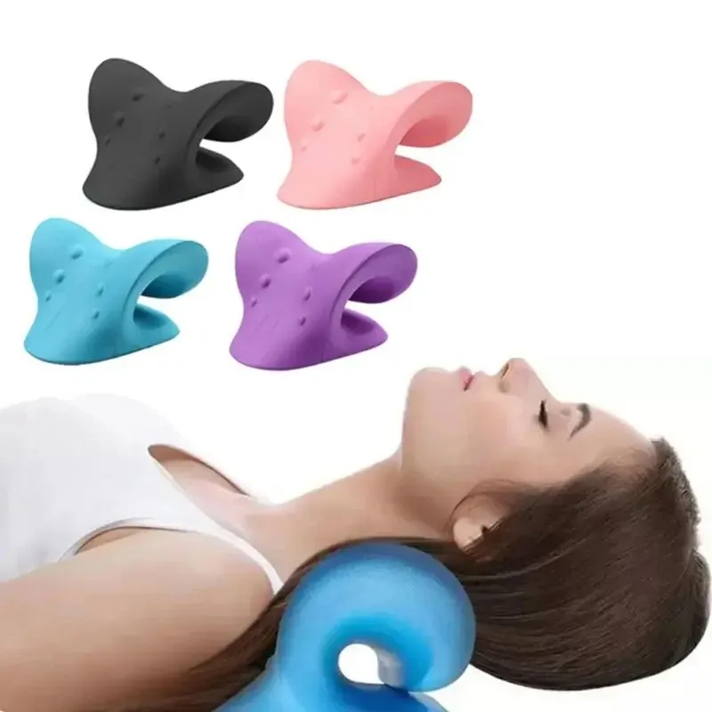 Neck Shoulder Stretcher Relaxer Massage Pillow Cervical Chiropractic Traction Device for Pain Relief Cervical Spine Alignment