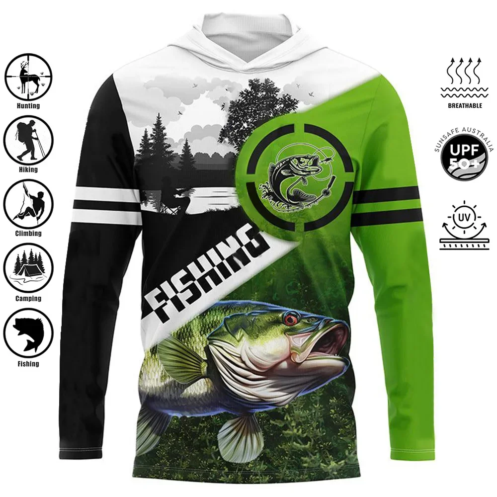 

Рубашка для рыбалки, толстовка с капюшоном и принтом, мужская одежда, защита от солнца, спорт на открытом воздухе, впитывающая влагу, удобная рубашка для рыбалки