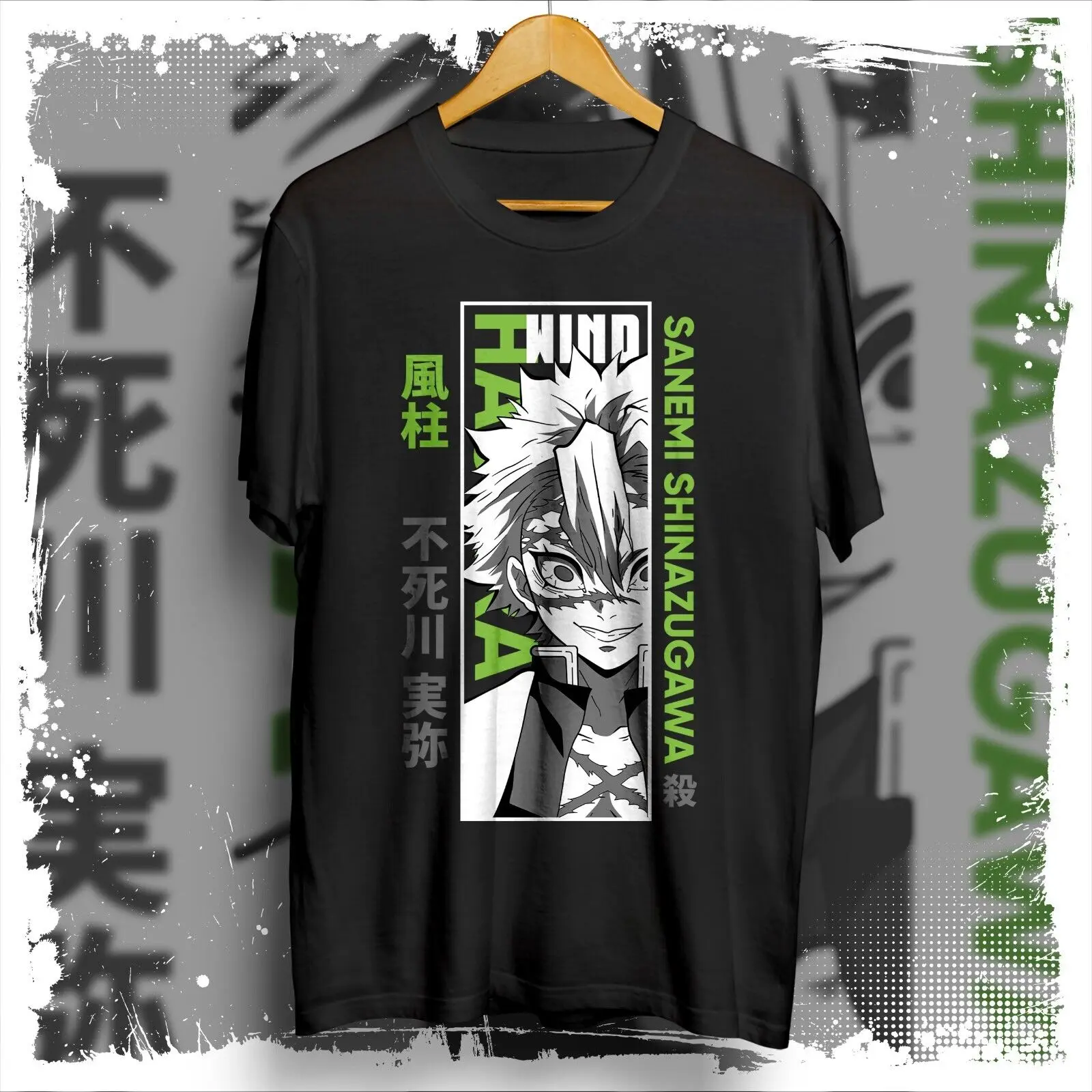 

Sanemi Shinazugawa wind hashira graphic tees, Demon Slayer tshirt, anime shirt