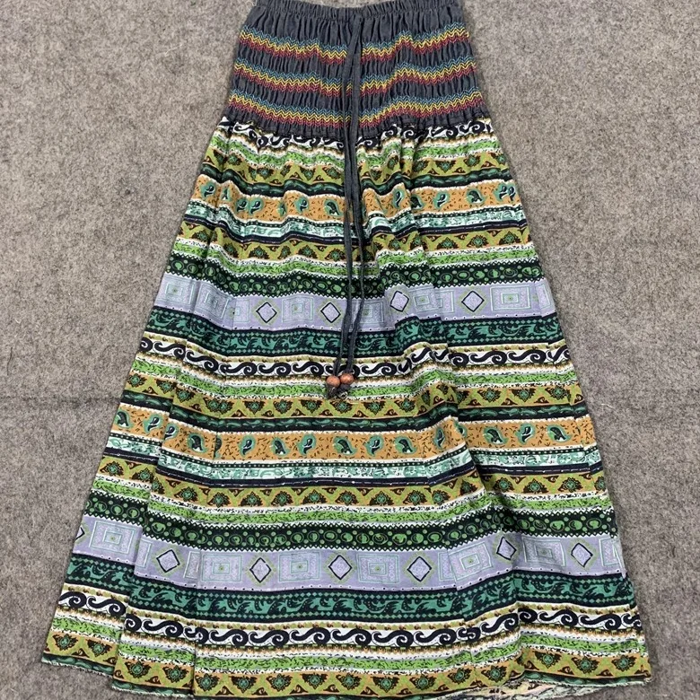 

Юбка Millennial n f, лоскутная юбка трапециевидной формы с кружевным принтом для девочек, винтажная этническая плиссированная юбка с низкой талией