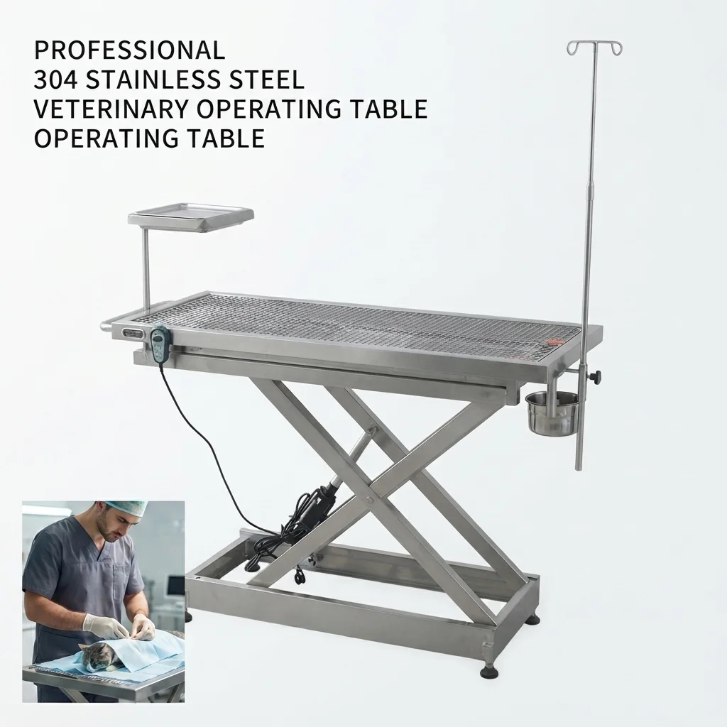 Heavy Duty Electric Lift Veterinary Surgery Table 304 Stainless Steel Tilting Pet Operating Table