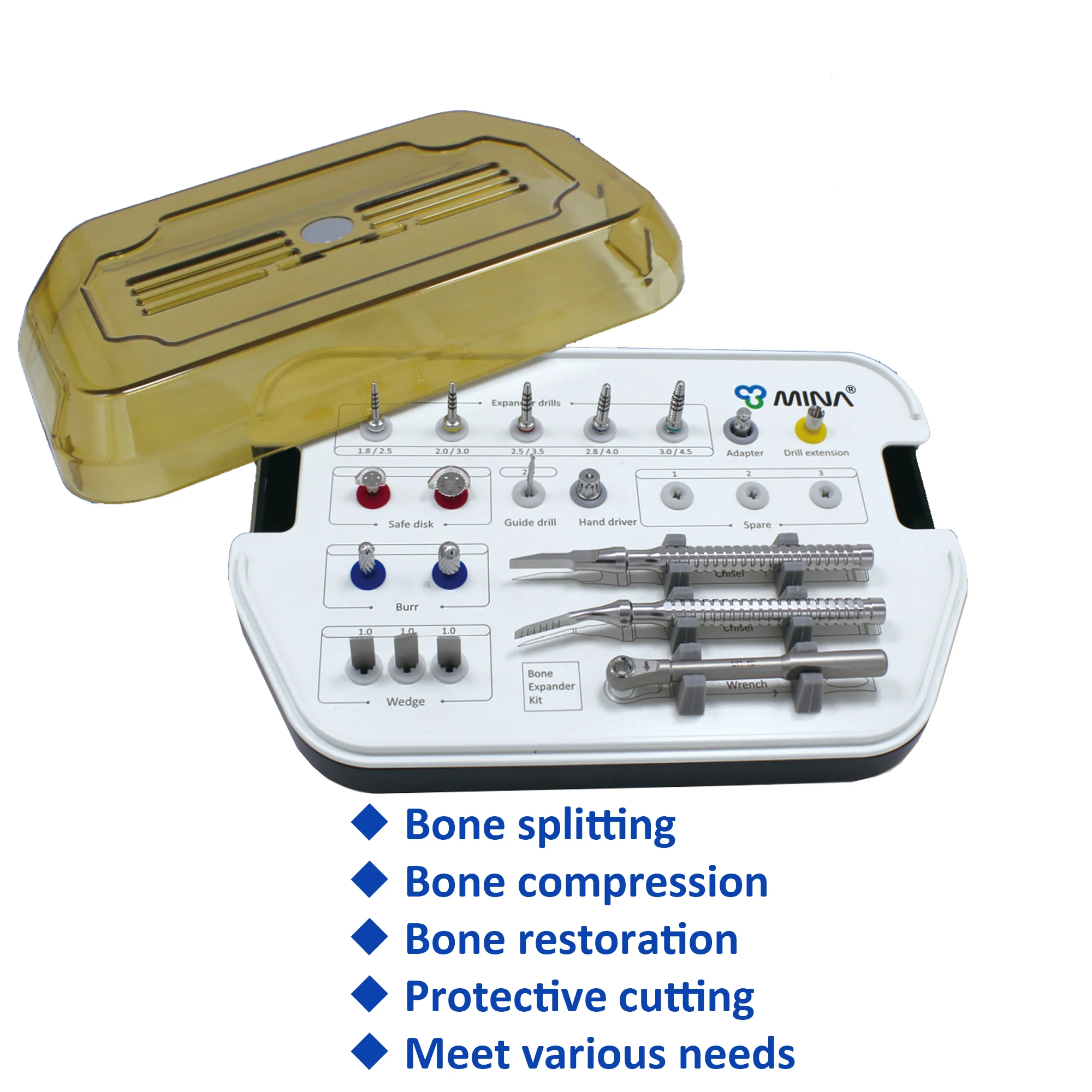 Original Made in Korea MINA Bone Split KIT MINA Bone Splitting Bone Extrusion Tool Box for Dental Implant Used