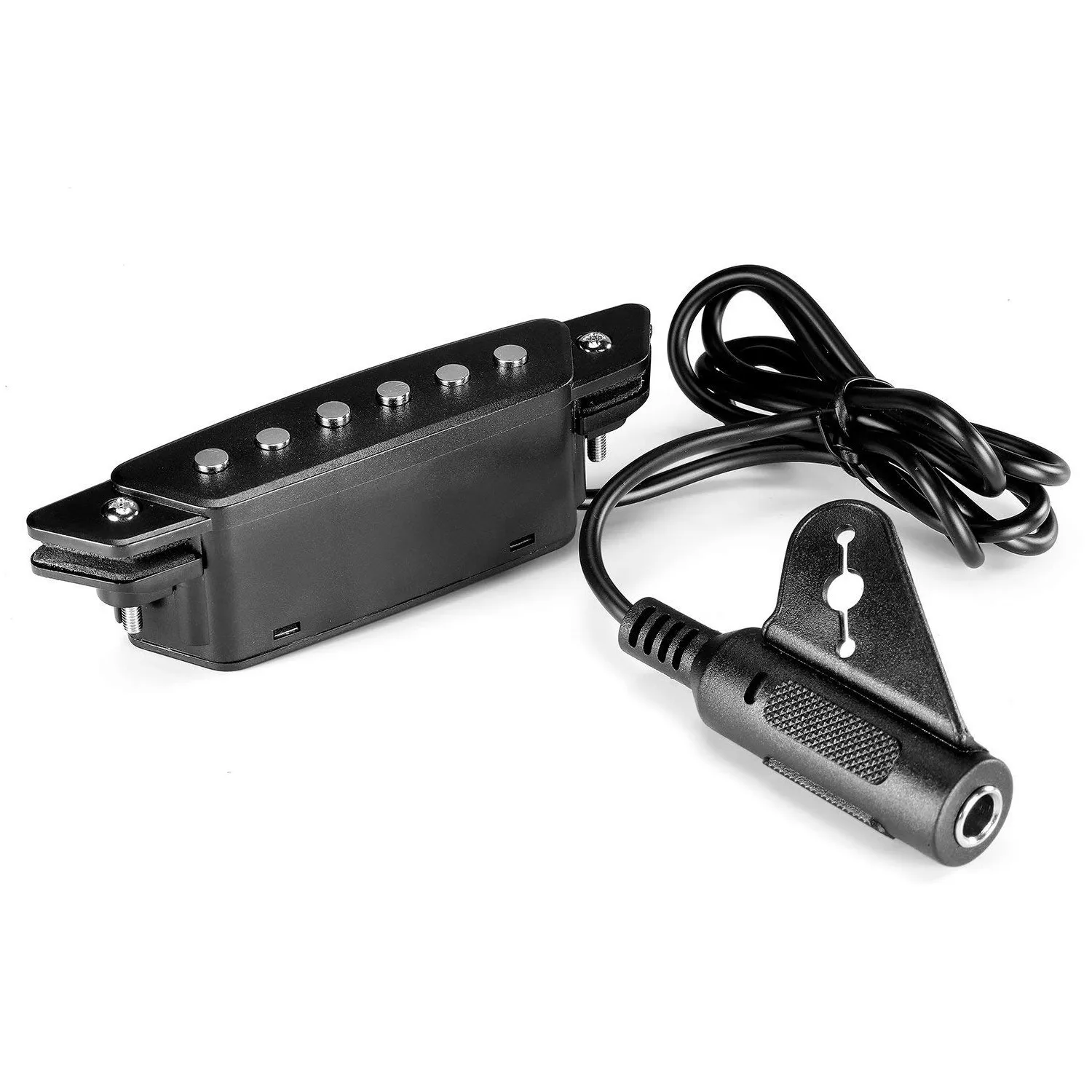 SH-85 Black 6 Hole Soundhole Pickup with Active Power Strap End-Pin Jack for Acoustic Guitar