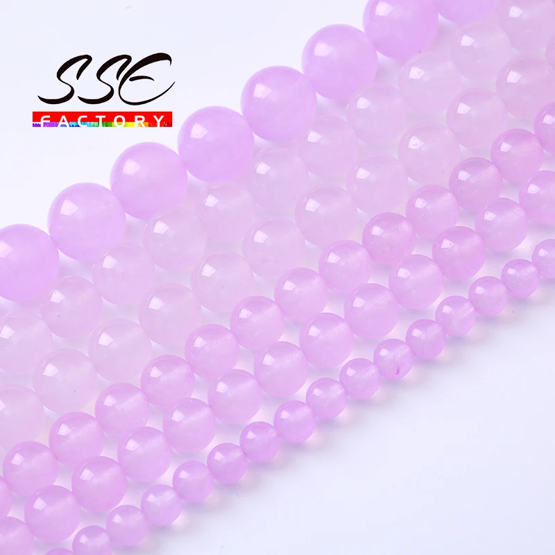 6 8 10mm Natural Pink Lavender Jades Stone Beads For Jewelry Making Round Loose Spacers Beads DIY Bracelets Necklaces 15