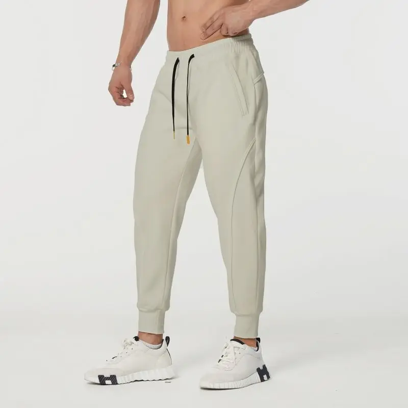 Calça exterior de virilha aberta invisível masculina, corredores magros, calças de treino, ginástica correndo, moletom de fundo atlético com bolsos profundos