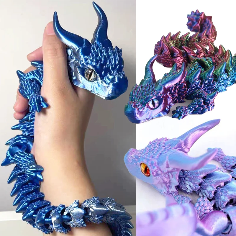 Brinquedo Articulado Dragão Mágico Impresso em 3D com Juntas Móveis, Rotativo, Ornamento de Mesa para Escritório, Presente Artesanal para Adultos e Crianças