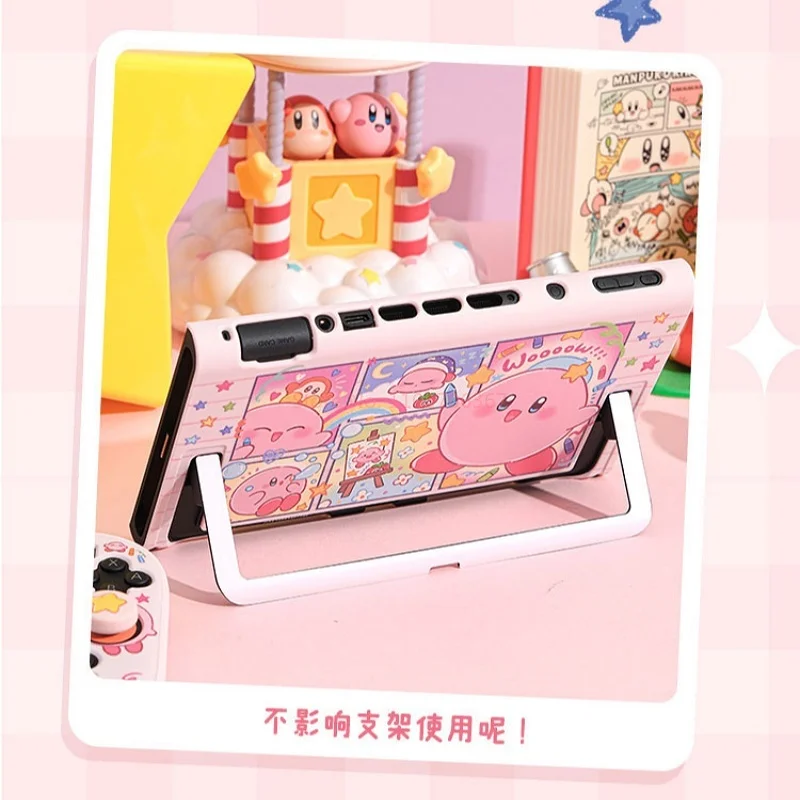 Cute Kirby Switch 2nd Generation Cartoon Pink Cute Item Protective Shell Ns2 Protective Shell Graffiti Anime Periphery
