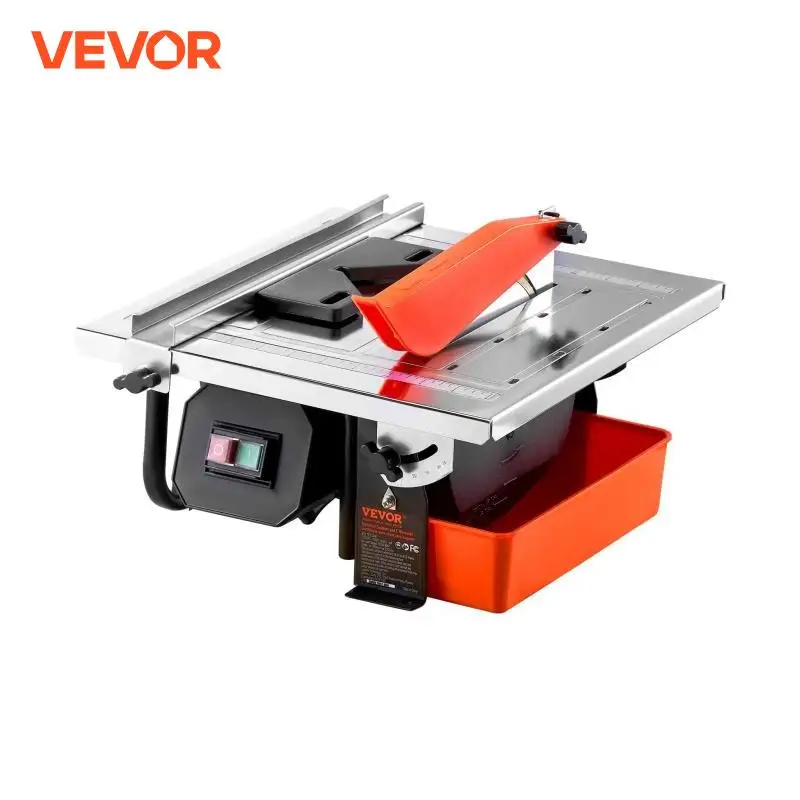 VEVOR-Sierra húmeda para azulejos, cortador de azulejos con Motor de inducción, 7 pulgadas, 65Mn, hoja de acero, 3500 RPM, con depósito de agua, ángulo de 0 a 45 grados