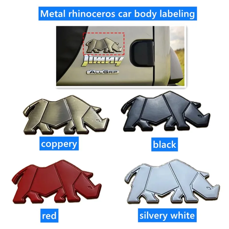 Carro 3d tridimensional rinoceronte corpo de metal rotulagem corpo zero bloqueio etiqueta decoração etiqueta do carro adequado para suzuki jimny