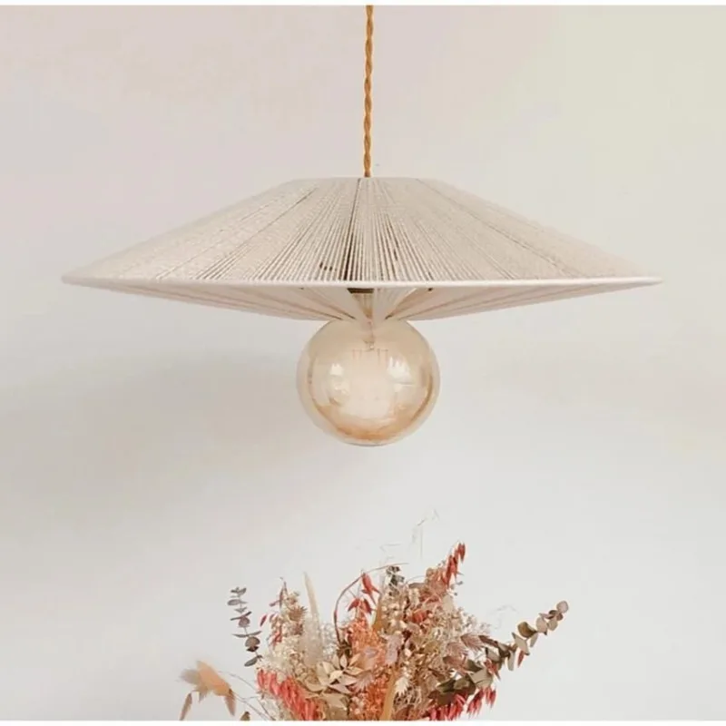 일본 와비풍 삼베 로프 라탄 샹들리에 창의적인 예술 라탄 식탁 램프 심플 레트로 홈스테이 거실 램프