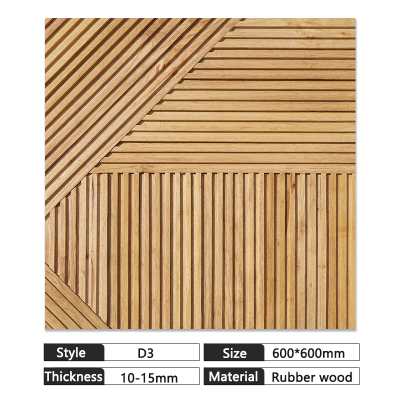 Panel de pared de madera maciza de mosaico, estilo de madera natural, pintura de decoración de pared interior, estilo chino, madera de goma, 60x60CM