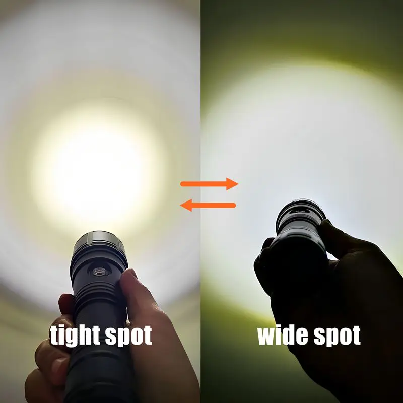 Professional 3000 Lumen IP68 100M Focus Zoom 26650 Multifunction H-L-SOS Rechargeable Diving Flashlight