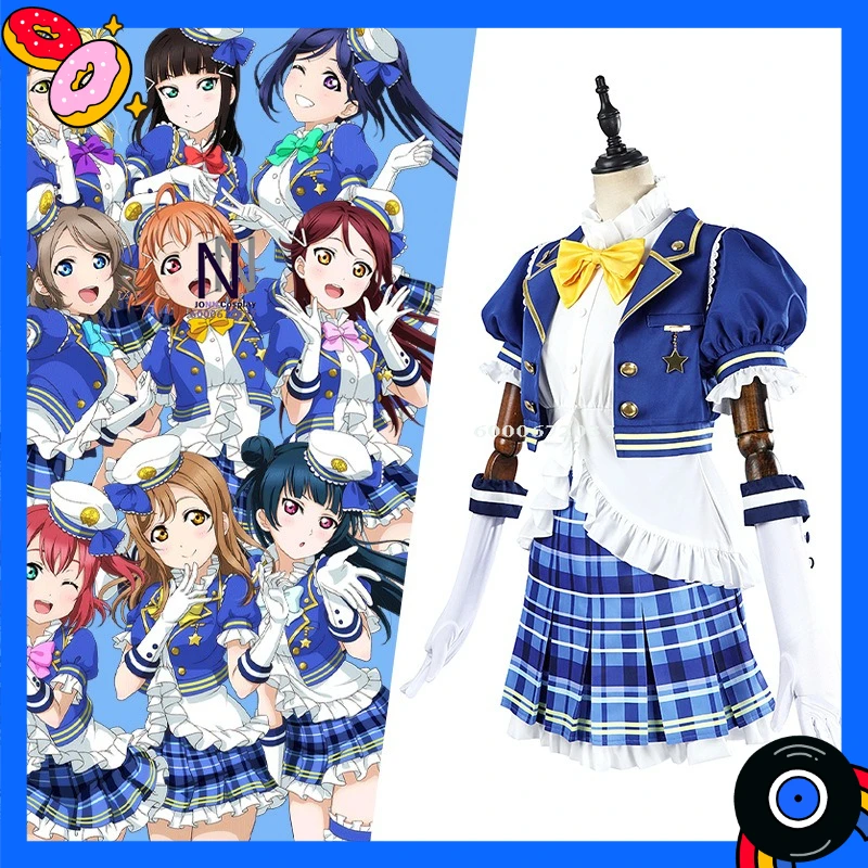 

Hot LoveLive Aqours Cosplay Costume Women Anime Role Playing Navy Awakening Sailor Outfit Comic Con Party Cute Uniform Dress
