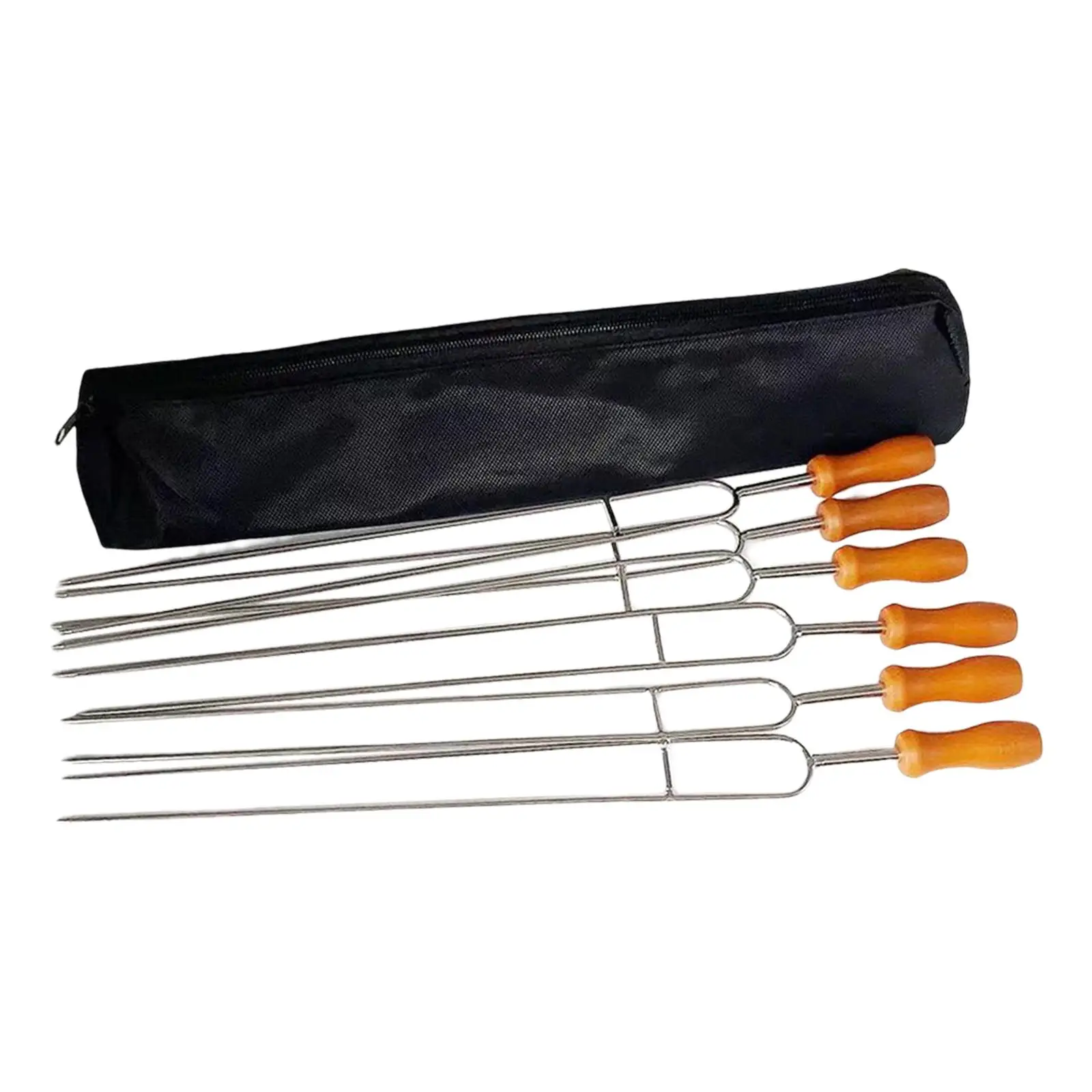 6Pcs Roasting Forks BBQ Skewers U Shape Barbecue Forks BBQ Meat Fork Long Fork for Outdoor Campfire Picnic