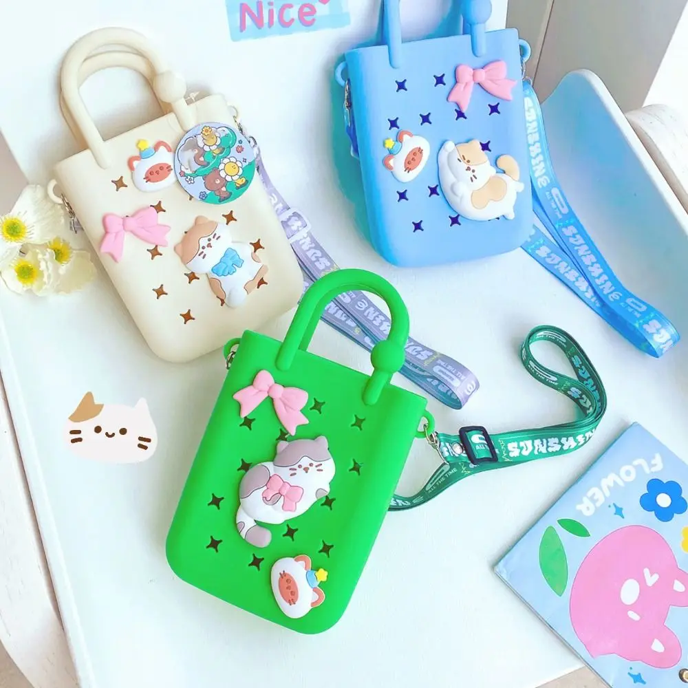 Tas tangan tahan air tahan lama dengan lubang DIY tas tangan anak-anak portabel dompet koin kartun Mini silika Gel bepergian