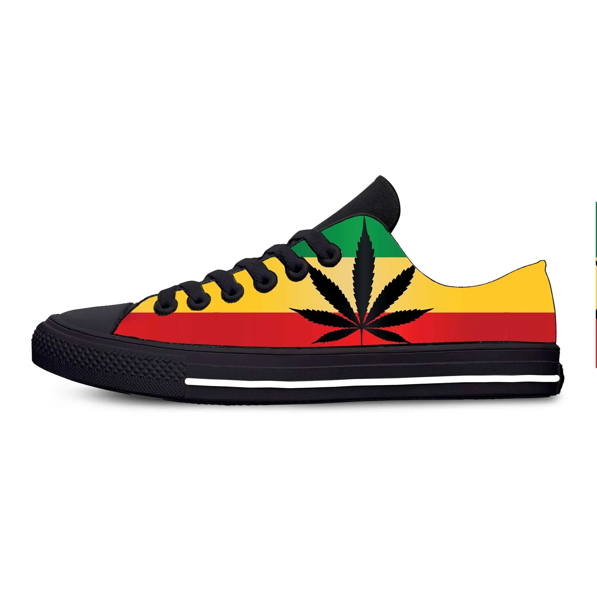 

Reggae Rasta Leaf Weed Flag Rastafari Rastafarian Casual Cloth Shoes Low Top Comfortable Breathable 3D Print Men Women Sneakers