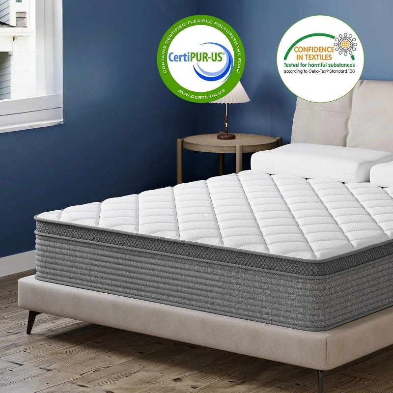 20251 Hybrid Mattress in a Box with Individual Pocket Spring for Motion Isolation & Silent Sleep,CertiPUR-US,100 Nights Trial