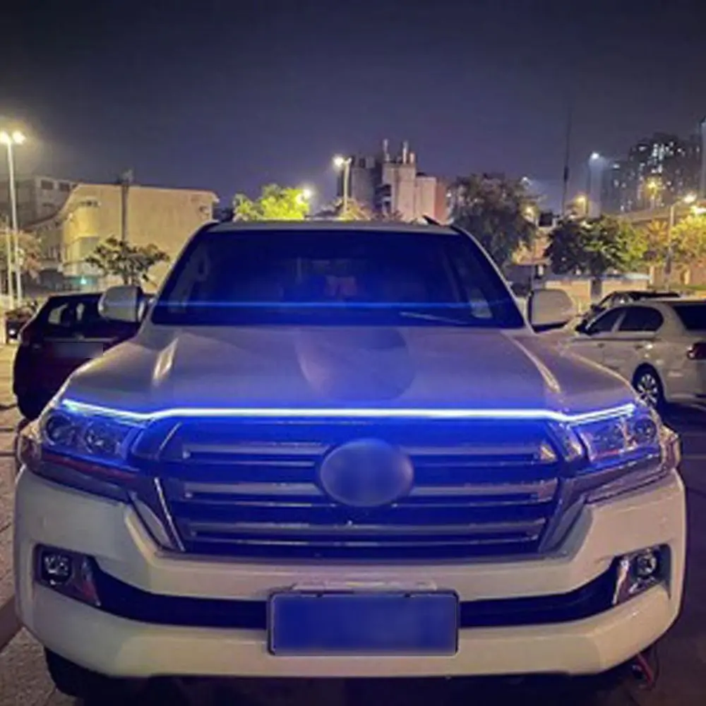 Waterproof Dynamic Meteor Car Hood Lights Strip Flexible 12V Engine Hood Guide Light Cuttable LED Strips with Start Scan Meteor
