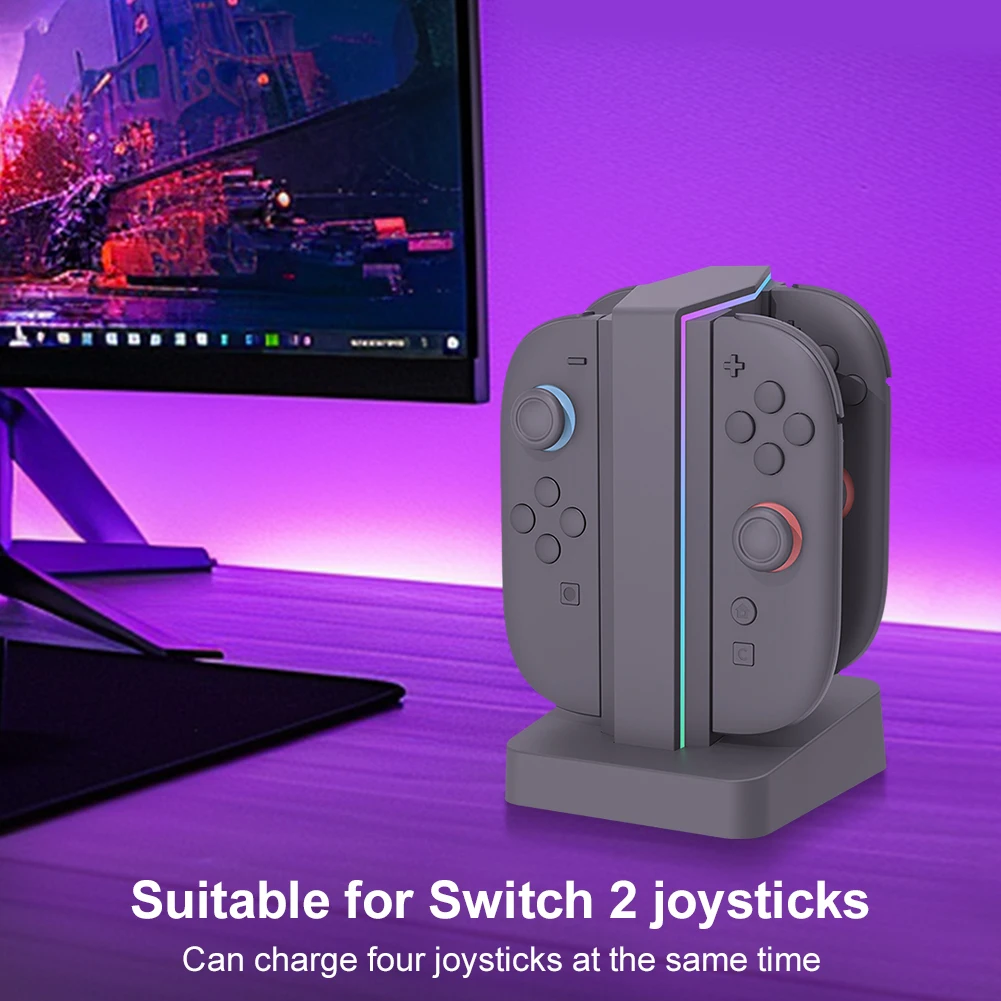 

Controller Charger 4 in 1 Magnetic Controller Charger Stand Station with RGB Lights for Nintendo Switch2 Accessories