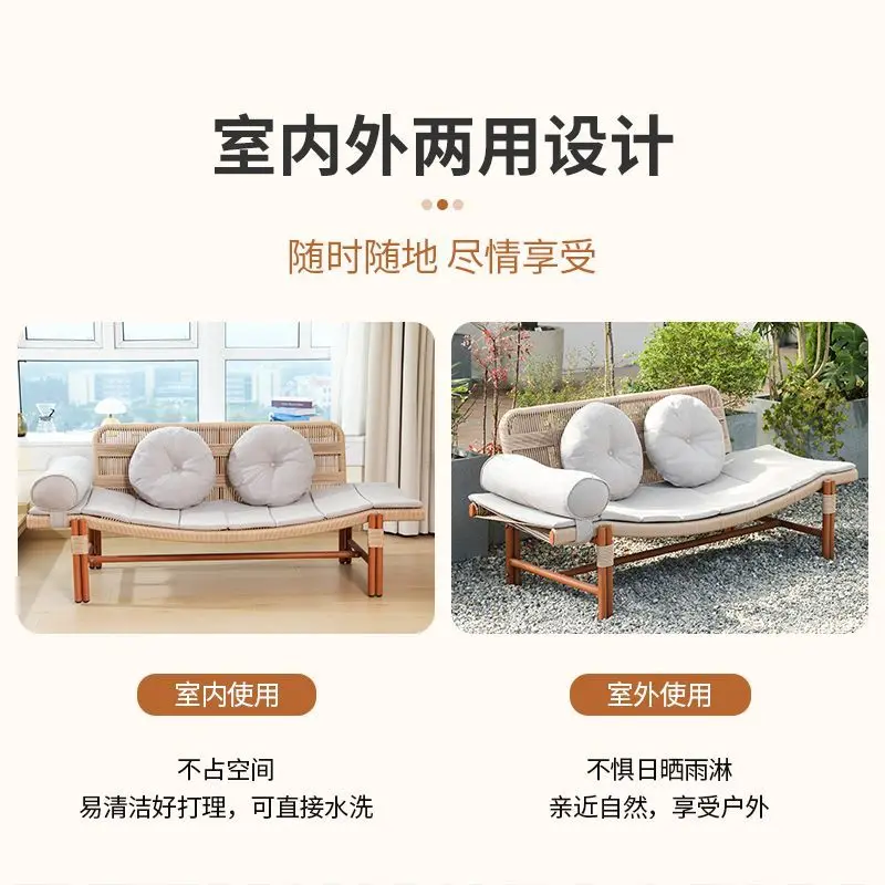 كرسي مستلق للشرفة والترفيه والجلوس كسول صف مستقيم في الهواء الطلق فناء الروطان