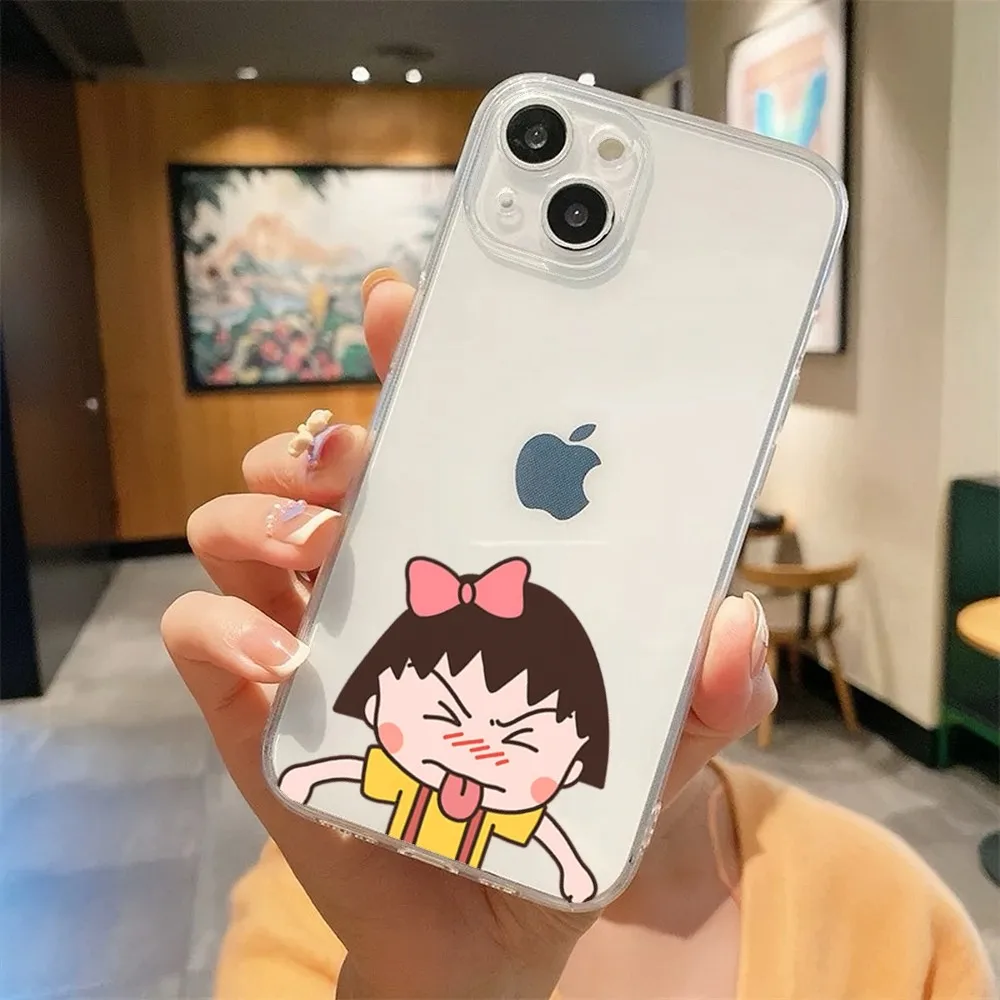 Cartoon Cute C-Chibi Maruko-chan Phone Case For Iphone 16 15 11 13 14 Pro Max 7 8 Plus XXrXs Max Se2020 12mini Transparent Cover