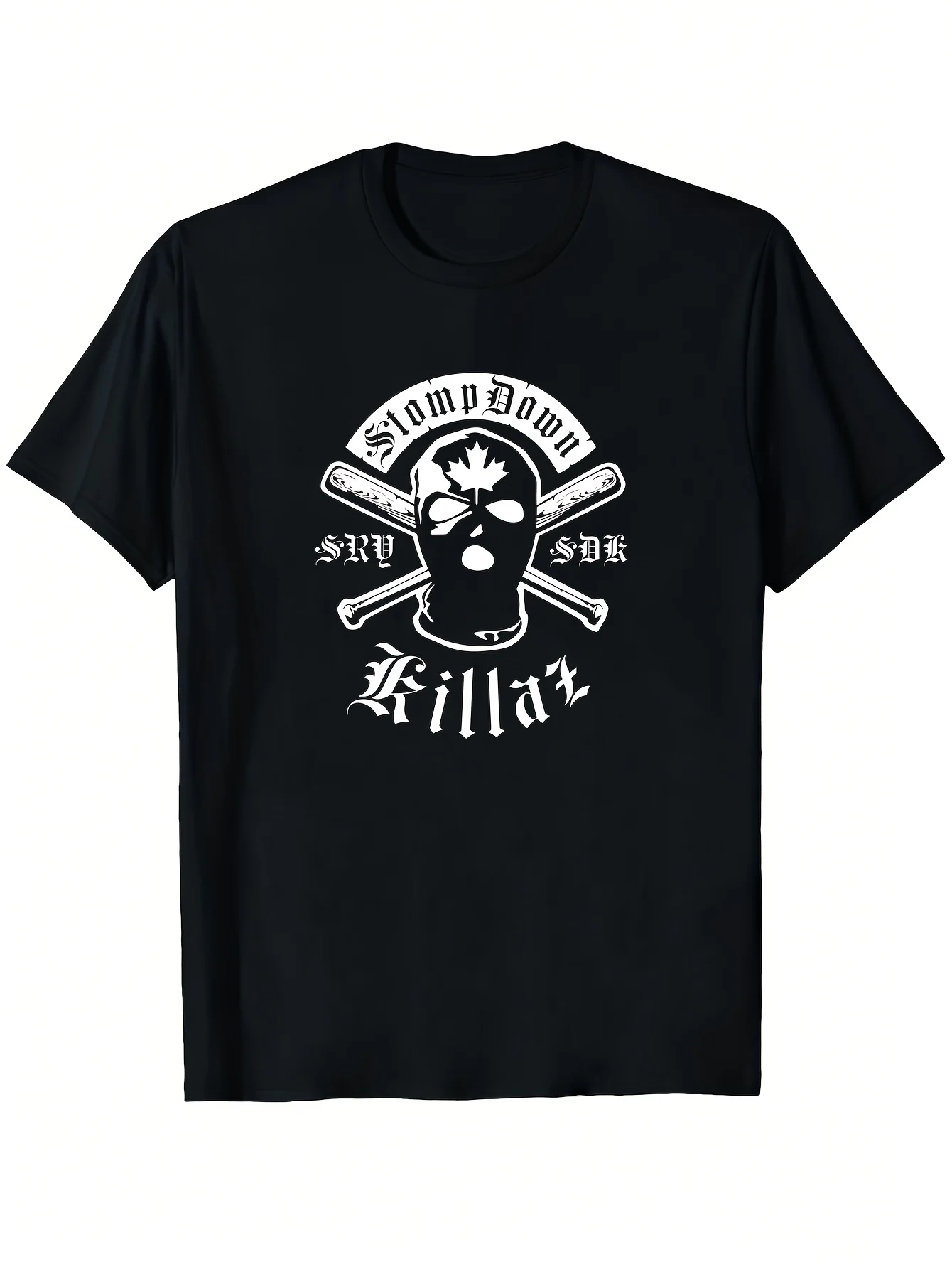 2026 Stompdownkillaz Authentic Graphic T-Shirt XXL - Street Style T-Shirt Featuring a Bold Skull And Crossed Bats Design, Unisex