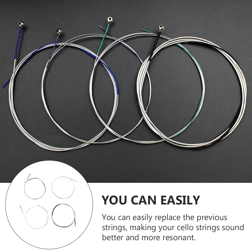 

4pcs Strings Stainless Steel Nickel Silver Replacement Accessories Cello Strings for Violoncello Musical Instruments