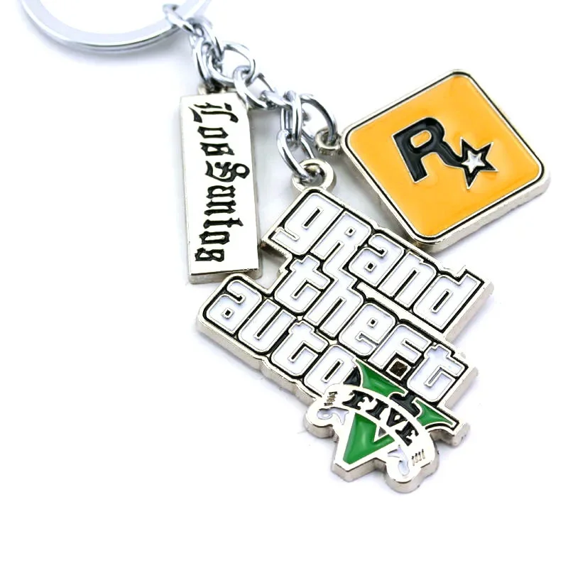 Gta v-男性用の5つ星型自動キーリング,新しいゲーム用のマルチペンダント,キーホルダー,ジュエリー,ps4,ファッション