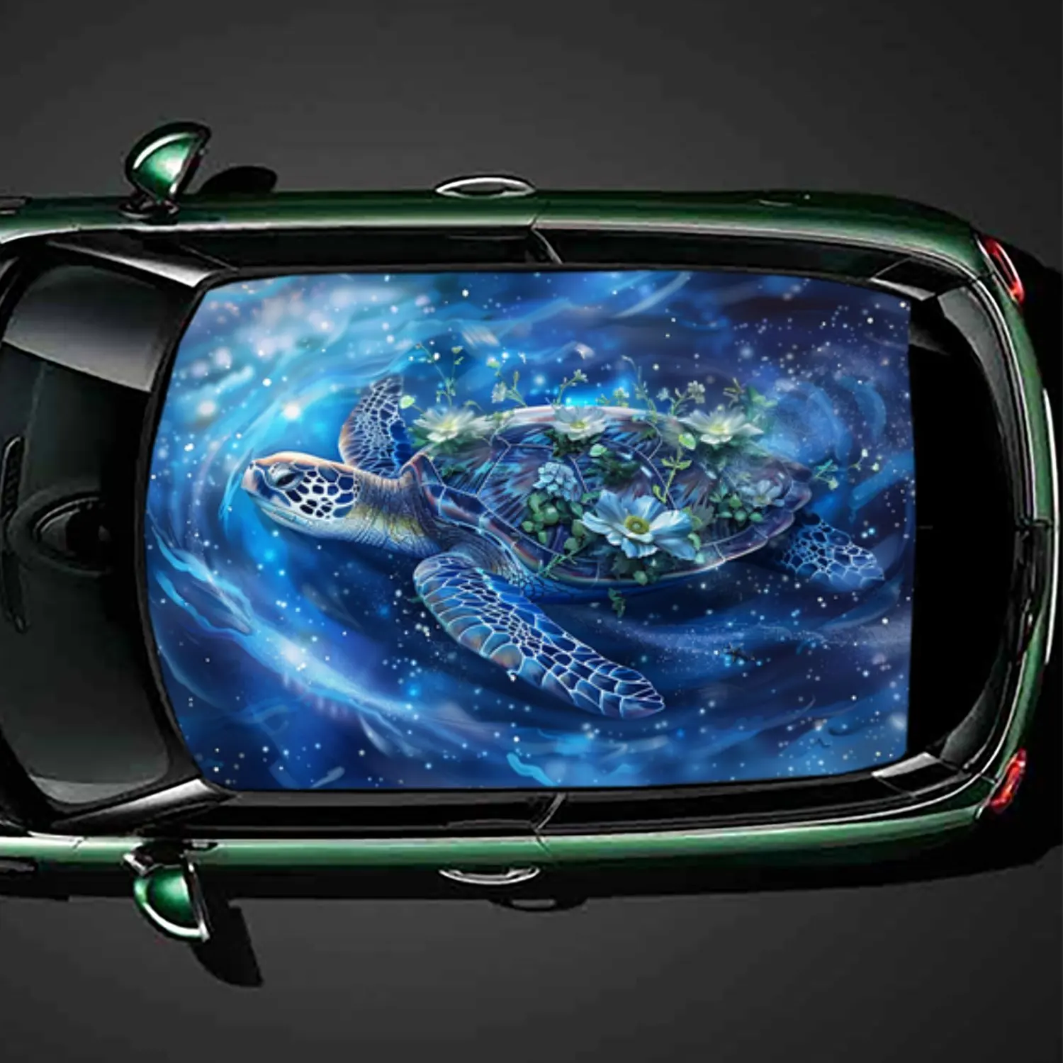 

Виниловая пленка на крышу автомобиля из ПВХ с цветочным рисунком морской черепахи, самоклеящаяся водонепроницаемая автомобильная наклейка, декоративная пленка против царапин для седана/S